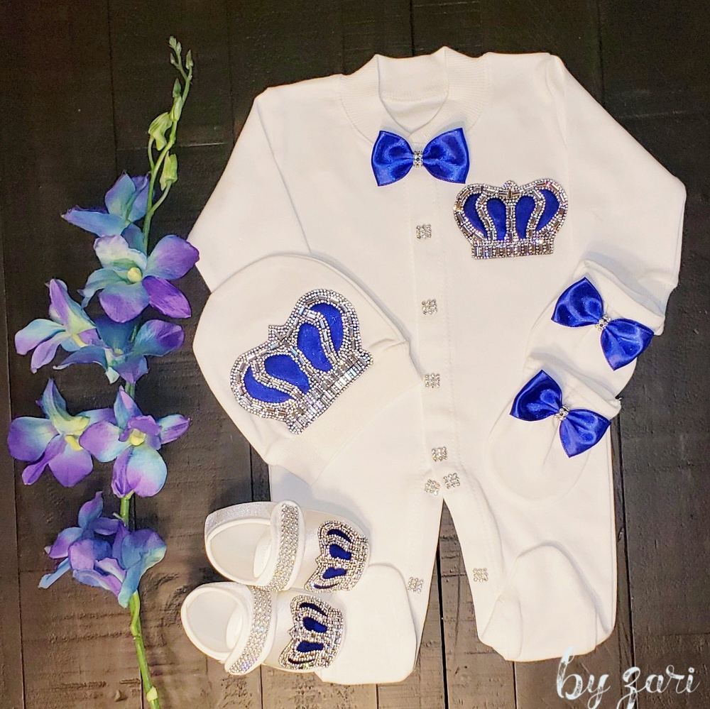 Royal‎ blue jewel baby set